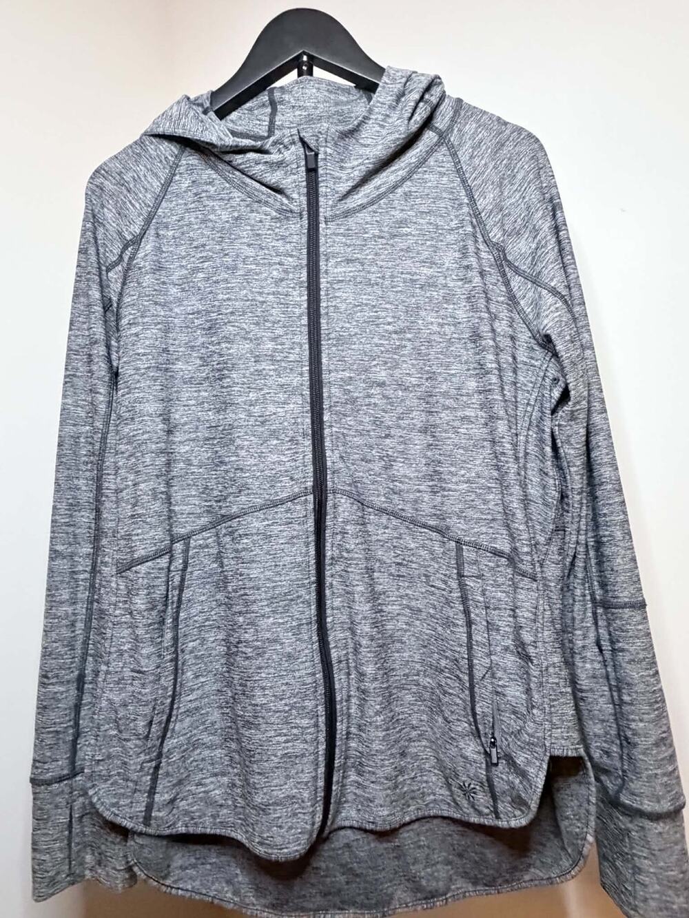 Athleta Gray Heather Full Zip Hooded Athletic Jacket Women’s L